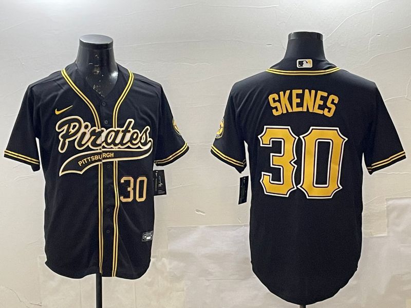 Men Pittsburgh Pirates #30 Skenes Black Joint Name Nike 2025 MLB Jersey style 3